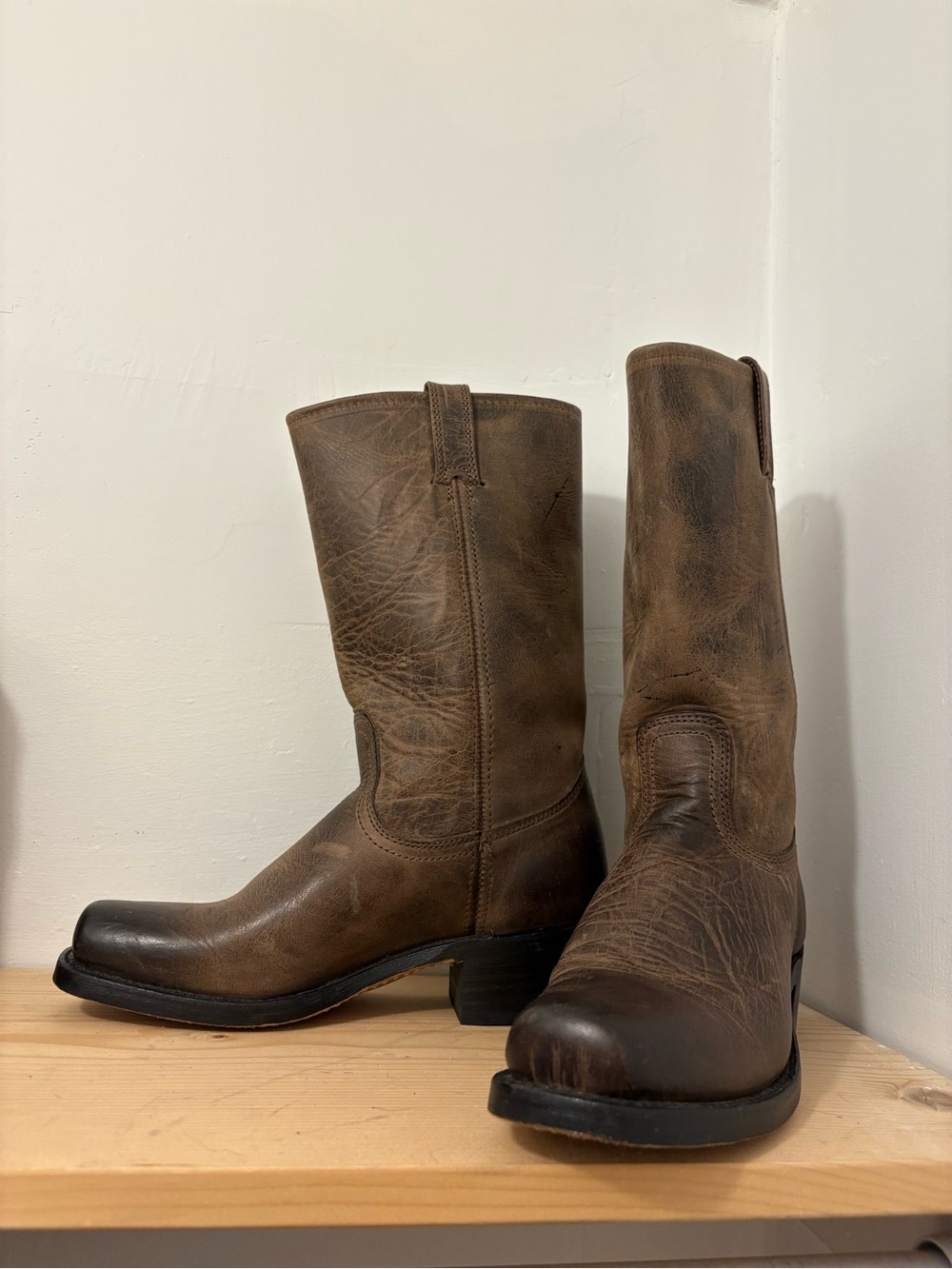 Frye Western Calvary Boots Brown Square Toe Size 9